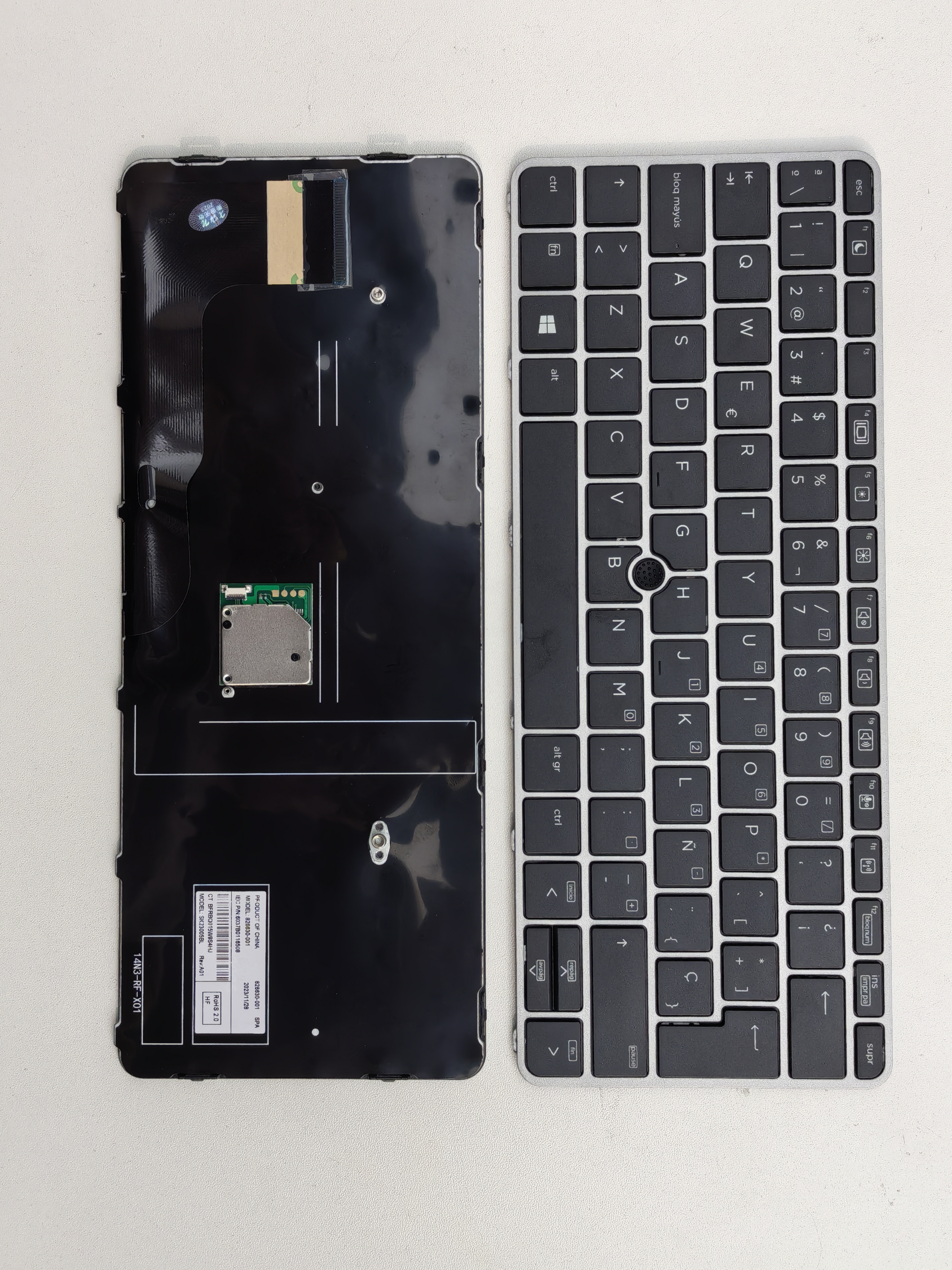 Picture of New Replacement Laptop Keyboard For HP 820G3/820G4/725G3/725G4/828G3/828G4 SILVER FRAME BLACK With Point (OEM) SP Layout
